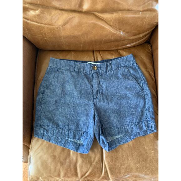 Old Navy Everyday mid-rise linen cotton blue shorts 6 - Picture 1 of 5